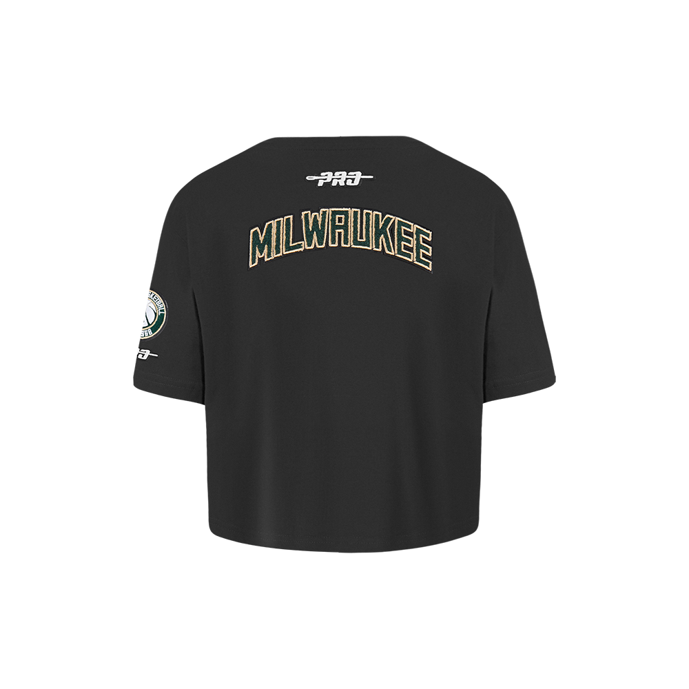 NBA MILWAUKEE BUCKS CLASSIC TODDLER GIRL'S SHORT SLEEVE BOXY TEE (BLACK)