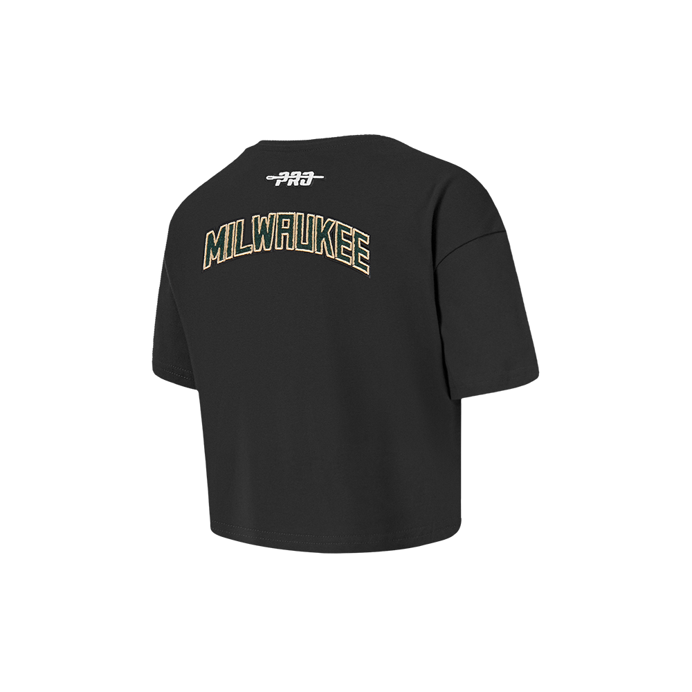 NBA MILWAUKEE BUCKS CLASSIC TODDLER GIRL'S SHORT SLEEVE BOXY TEE (BLACK)