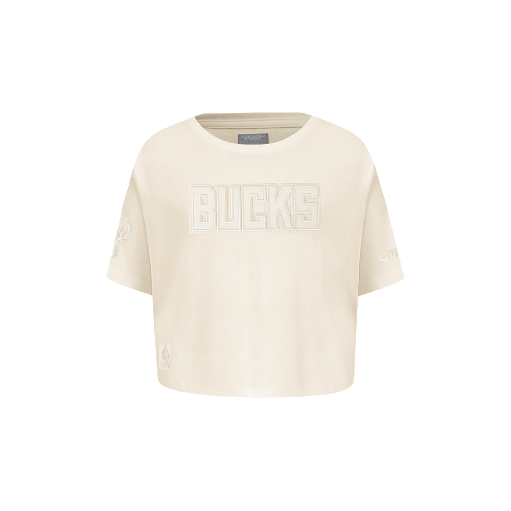 NBA MILWAUKEE BUCKS NEUTRAL T-SHIRT À COUPE CARRÉE À MANCHES COURTES POUR FILLE BAMBIN (COQUILLE D'ŒUF)