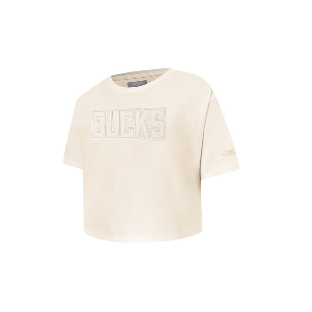 NBA MILWAUKEE BUCKS NEUTRAL T-SHIRT À COUPE CARRÉE À MANCHES COURTES POUR FILLE BAMBIN (COQUILLE D'ŒUF)