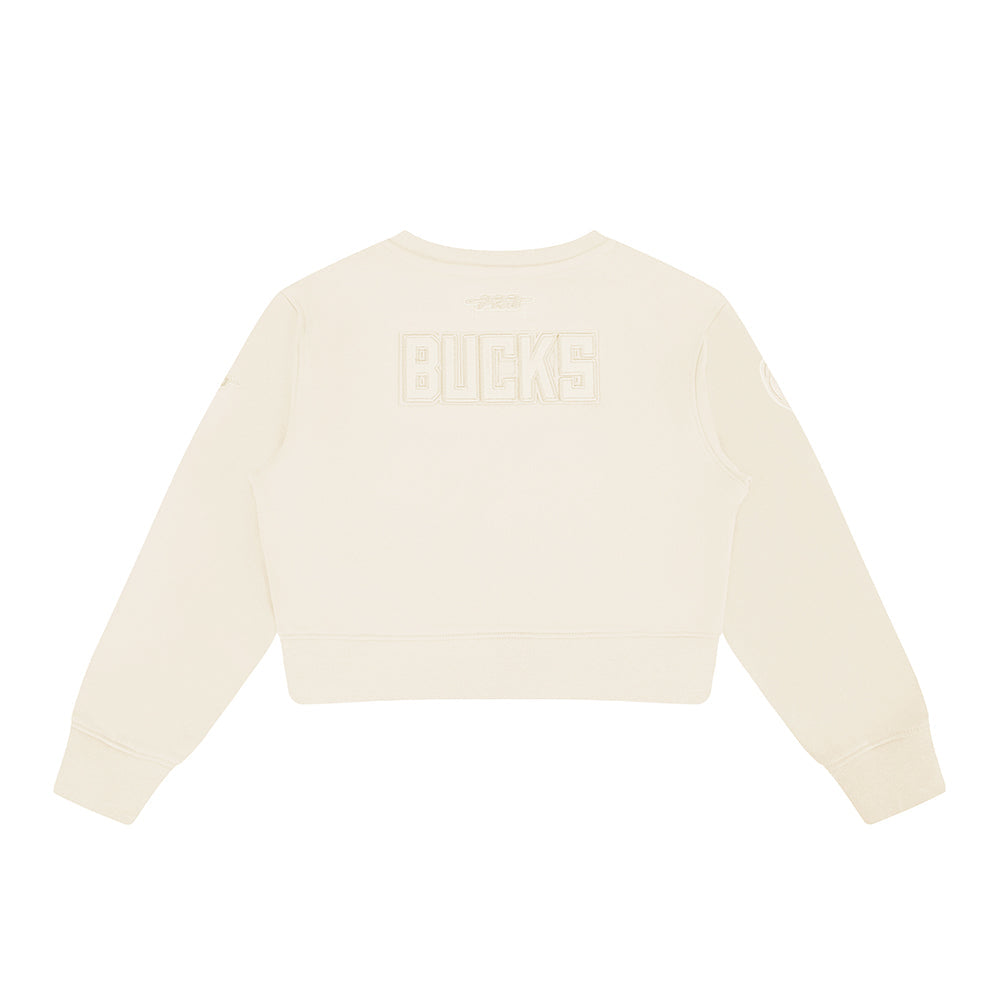 NBA MILWAUKEE BUCKS NEUTRAL TODDLER GIRLS  FLEECE CREWNECK (EGGSHELL)