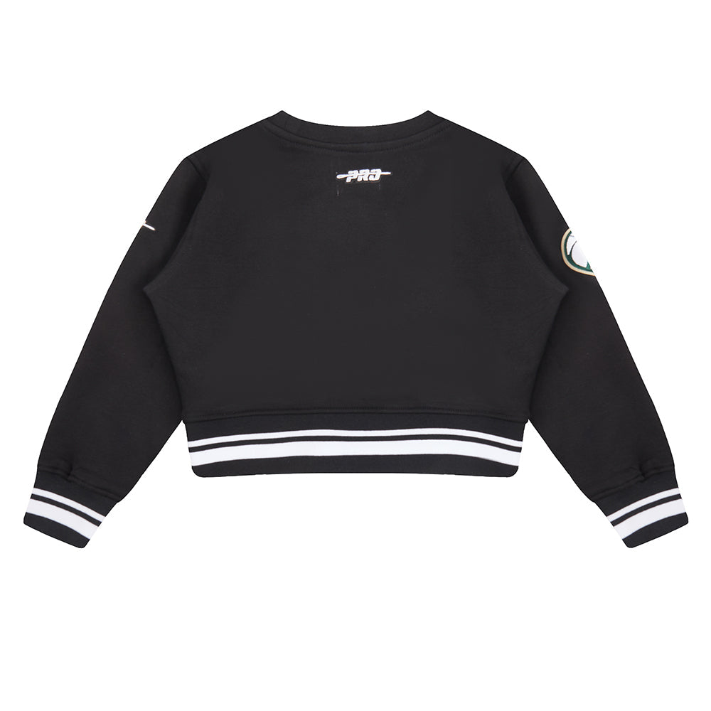 NBA MILWAUKEE BUCKS RETRO CLASSIC TODDLER GIRLS  RIB FLEECE CREWNECK (BLACK)