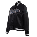 NBA MILWAUKEE BUCKS SCRIPT TAIL WOMEN'S SATIN JACKET (BLACK)