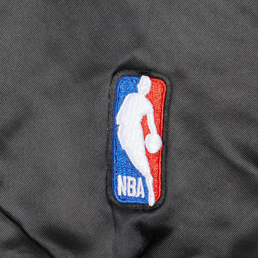 NBA MILWAUKEE BUCKS RETRO CLASSIC BLOUSON EN SATIN À BORDS CÔTELÉS POUR FEMME (NOIR)