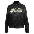 NBA MILWAUKEE BUCKS CLASSIC BLOUSON EN SATIN POUR FEMME (NOIR)