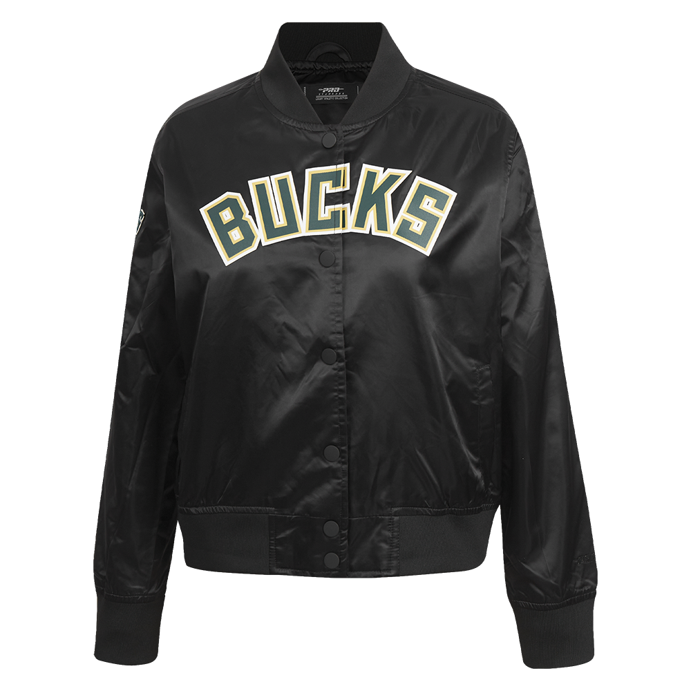 NBA MILWAUKEE BUCKS CLASSIC BLOUSON EN SATIN POUR FEMME (NOIR)