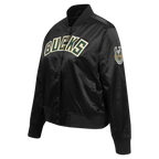 NBA MILWAUKEE BUCKS CLASSIC BLOUSON EN SATIN POUR FEMME (NOIR)