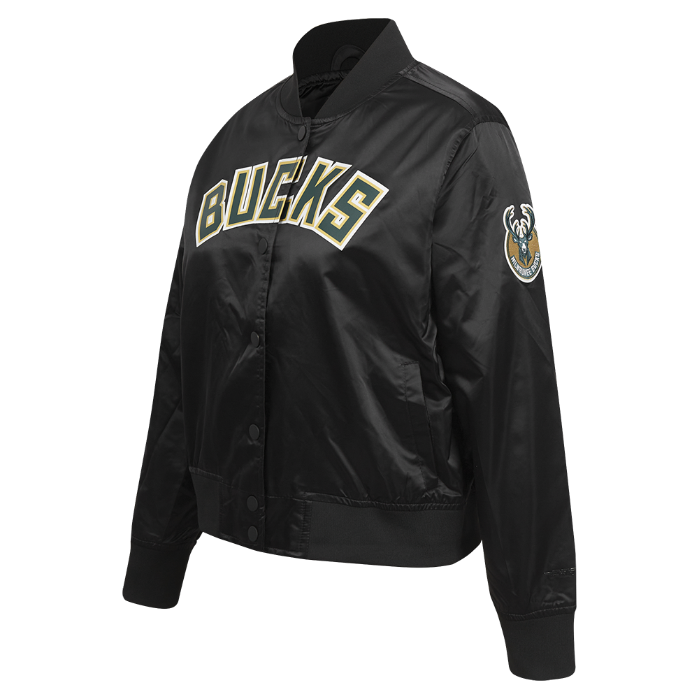 NBA MILWAUKEE BUCKS CLASSIC BLOUSON EN SATIN POUR FEMME (NOIR)