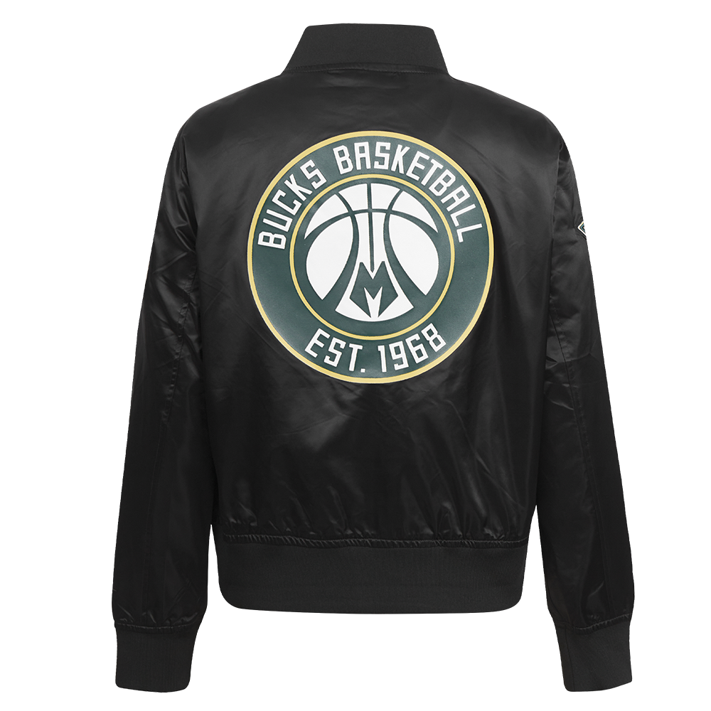 NBA MILWAUKEE BUCKS CLASSIC BLOUSON EN SATIN POUR FEMME (NOIR)