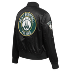 NBA MILWAUKEE BUCKS CLASSIC BLOUSON EN SATIN POUR FEMME (NOIR)