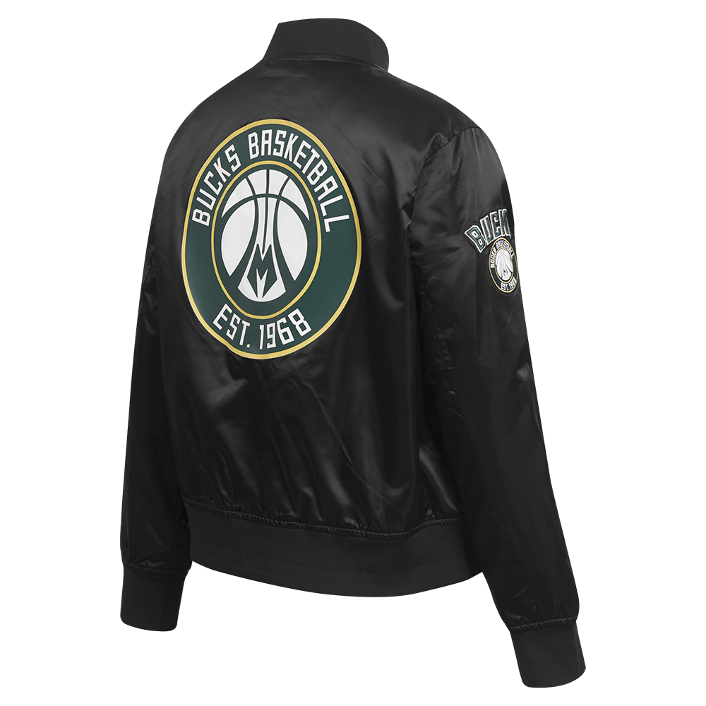 NBA MILWAUKEE BUCKS CLASSIC BLOUSON EN SATIN POUR FEMME (NOIR)