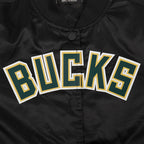 NBA MILWAUKEE BUCKS CLASSIC BLOUSON EN SATIN POUR FEMME (NOIR)