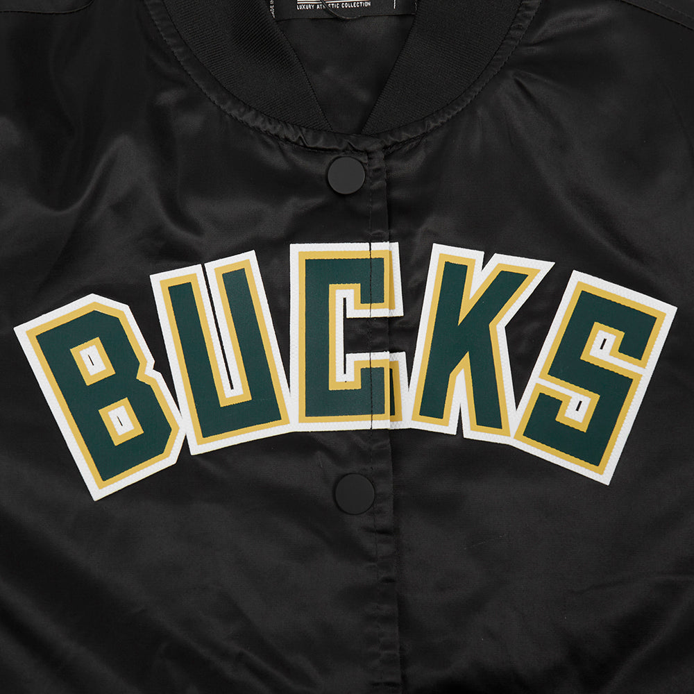 NBA MILWAUKEE BUCKS CLASSIC BLOUSON EN SATIN POUR FEMME (NOIR)