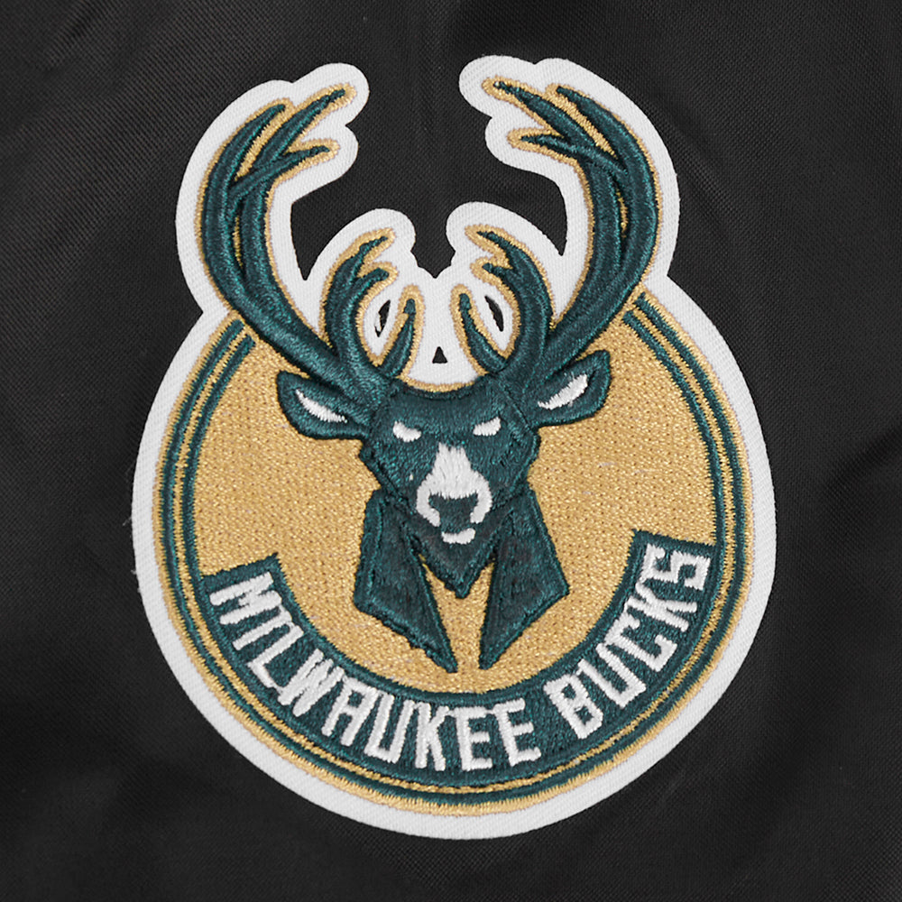 NBA MILWAUKEE BUCKS CLASSIC BLOUSON EN SATIN POUR FEMME (NOIR)