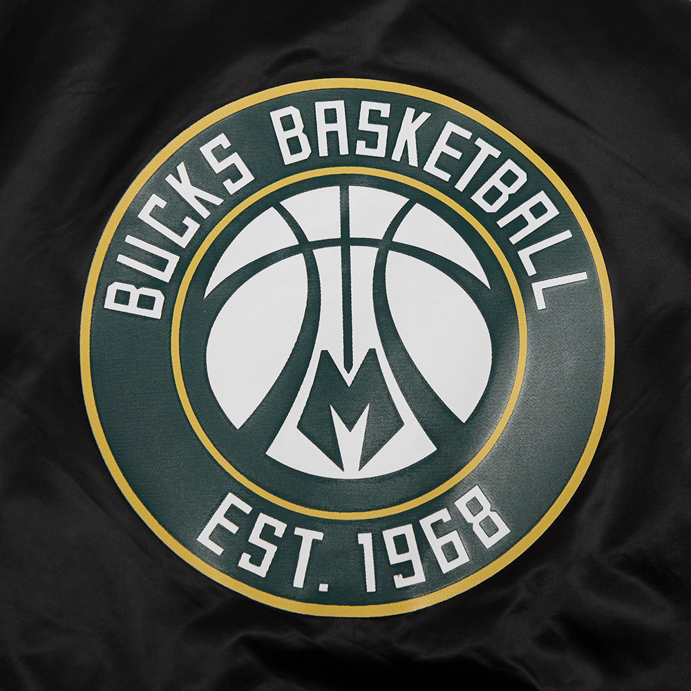 NBA MILWAUKEE BUCKS CLASSIC BLOUSON EN SATIN POUR FEMME (NOIR)