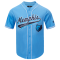 NBA MEMPHIS GRIZZLIES SCRIPT TAIL CHEMISE BOUTONNÉE EN FILET POUR HOMME (BLEU UNIVERSITÉ)