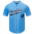 NBA MEMPHIS GRIZZLIES SCRIPT TAIL CHEMISE BOUTONNÉE EN FILET POUR HOMME (BLEU UNIVERSITÉ)