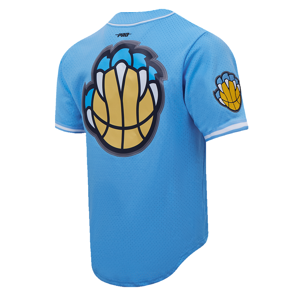 NBA MEMPHIS GRIZZLIES SCRIPT TAIL CHEMISE BOUTONNÉE EN FILET POUR HOMME (BLEU UNIVERSITÉ)