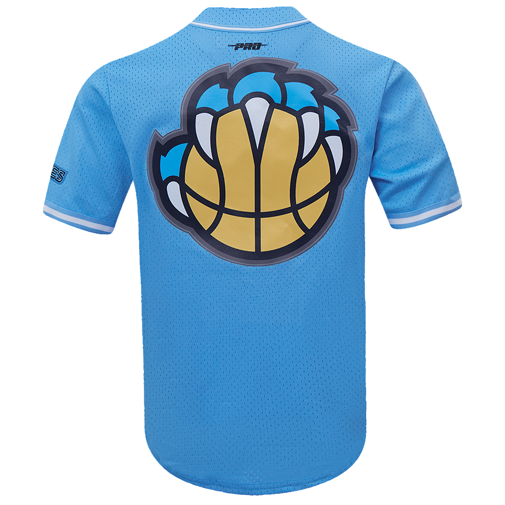 NBA MEMPHIS GRIZZLIES SCRIPT TAIL CHEMISE BOUTONNÉE EN FILET POUR HOMME (BLEU UNIVERSITÉ)