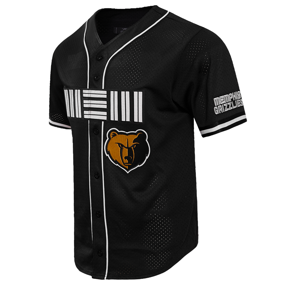 NBA MEMPHIS GRIZZLIES MEN'S CHEST MESH BUTTON DOWN SHIRT (BLACK)