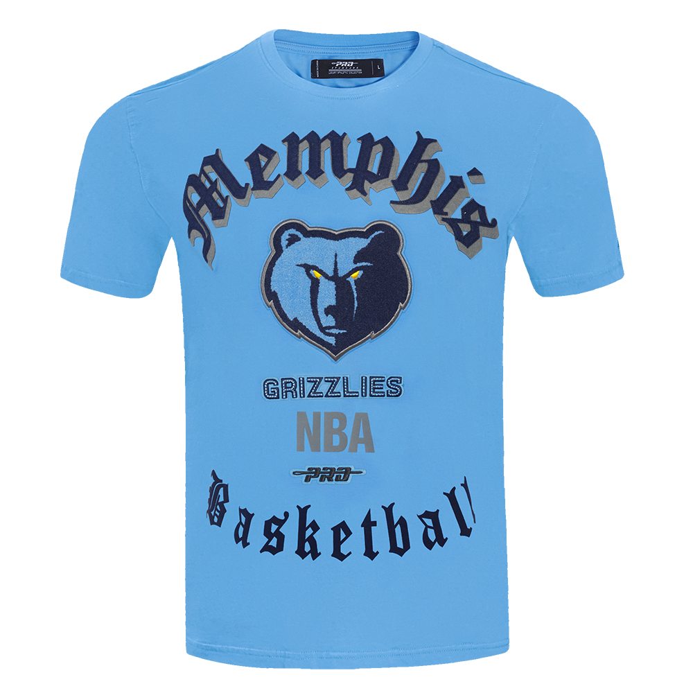 NBA MEMPHIS GRIZZLIES OLD ENGLISH T-SHIRT POUR HOMME (BLEU UNIVERSITÉ)