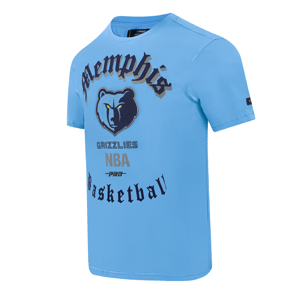 NBA MEMPHIS GRIZZLIES OLD ENGLISH T-SHIRT POUR HOMME (BLEU UNIVERSITÉ)