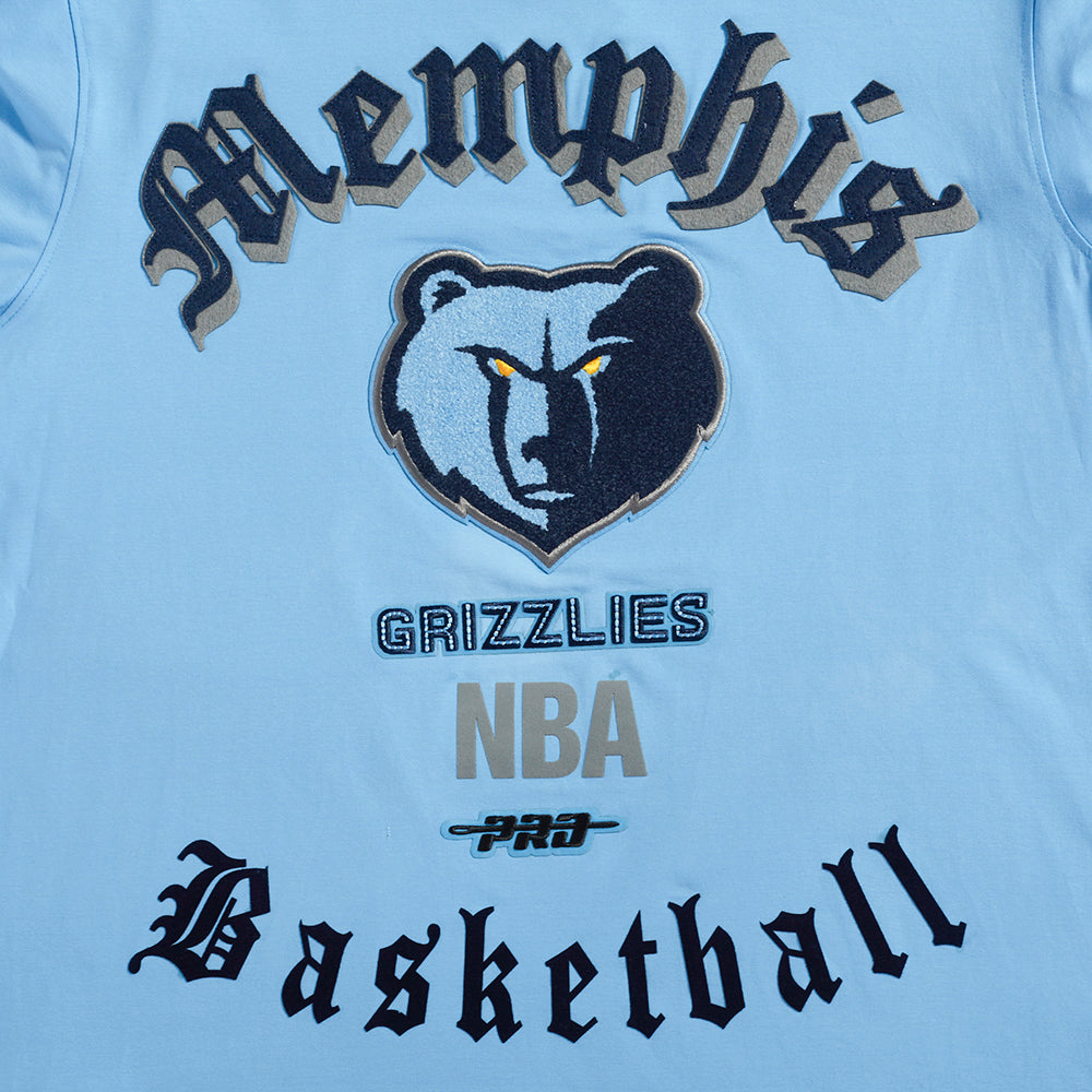 NBA MEMPHIS GRIZZLIES OLD ENGLISH T-SHIRT POUR HOMME (BLEU UNIVERSITÉ)