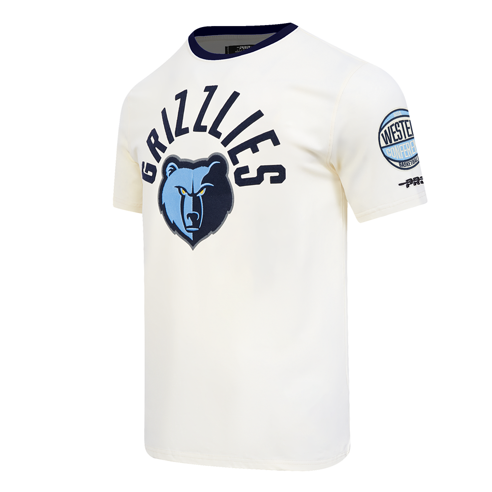 NBA MEMPHIS GRIZZLIES MODERN ORIGINALS MEN'S RINGER TEE (EGGSHELL/ MIDNIGHT NAVY)