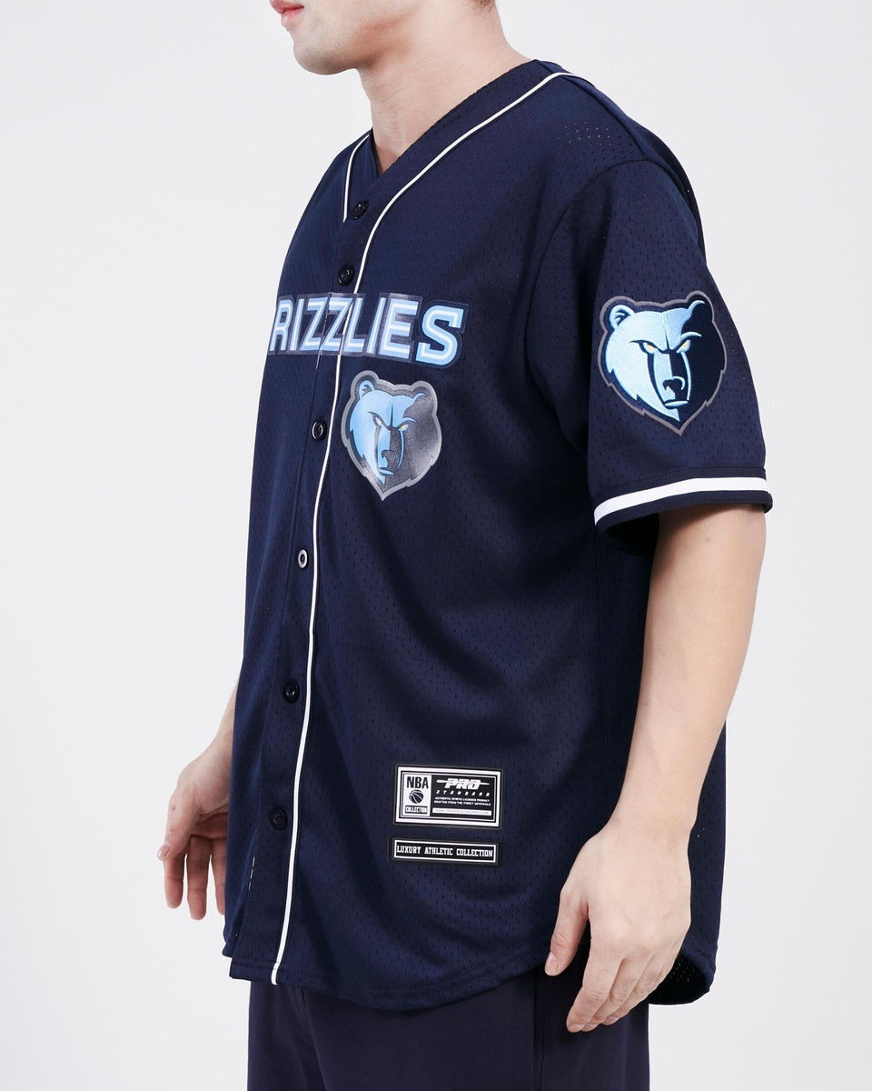 NBA MEMPHIS GRIZZLIES MEN'S MESH BUTTON UP JERSEY (MIDNIGHT NAVY)