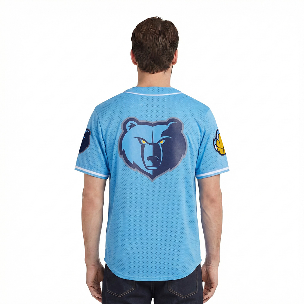 NBA MEMPHIS GRIZZLIES MEN'S MESH BUTTON DOWN JERSEY (UNIVERSITY BLUE)