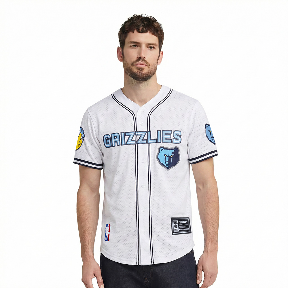 NBA MEMPHIS GRIZZLIES MEN'S MESH BUTTON DOWN JERSEY (WHITE)