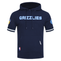 NBA MEMPHIS GRIZZLIES CLASSIC CHANDAIL À CAPUCHON À MANCHES COURTES EN MAILLE DOUBLE ET CHENILLE POUR HOMME (MARINE MINUIT)
