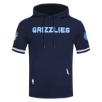 NBA MEMPHIS GRIZZLIES CLASSIC CHANDAIL À CAPUCHON À MANCHES COURTES EN MAILLE DOUBLE ET CHENILLE POUR HOMME (MARINE MINUIT)