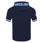 NBA MEMPHIS GRIZZLIES CLASSIC CHANDAIL À CAPUCHON À MANCHES COURTES EN MAILLE DOUBLE ET CHENILLE POUR HOMME (MARINE MINUIT)
