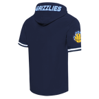 NBA MEMPHIS GRIZZLIES CLASSIC CHANDAIL À CAPUCHON À MANCHES COURTES EN MAILLE DOUBLE ET CHENILLE POUR HOMME (MARINE MINUIT)