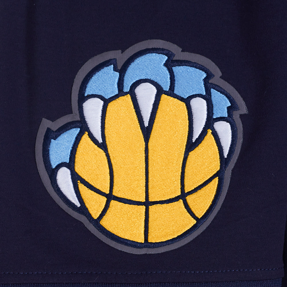 NBA MEMPHIS GRIZZLIES CLASSIC CHANDAIL À CAPUCHON À MANCHES COURTES EN MAILLE DOUBLE ET CHENILLE POUR HOMME (MARINE MINUIT)