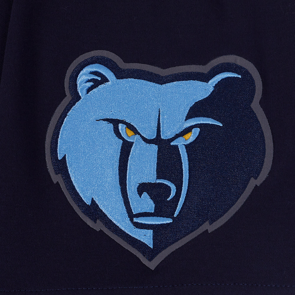 NBA MEMPHIS GRIZZLIES CLASSIC CHANDAIL À CAPUCHON À MANCHES COURTES EN MAILLE DOUBLE ET CHENILLE POUR HOMME (MARINE MINUIT)