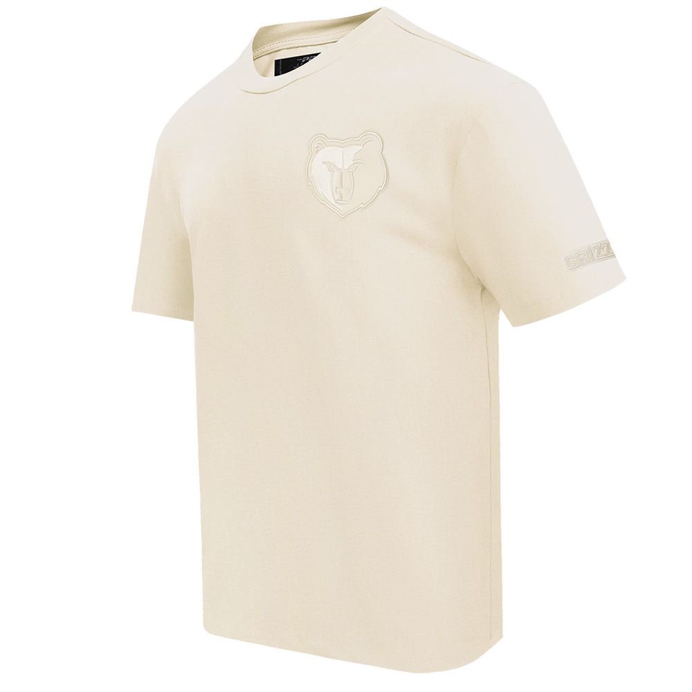 NBA MEMPHIS GRIZZLIES NEUTRAL MEN'S COTTON JERSEY DROP SHOULDER TEE (EGGSHELL)