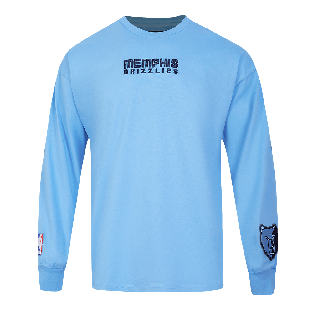 NBA MEMPHIS GRIZZLIES WINGSPAN T-SHIRT À MANCHES LONGUES ET À ÉPAULES TOMBANTES POUR HOMME (BLEU UNIVERSITÉ)