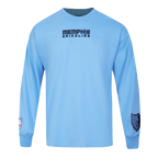 NBA MEMPHIS GRIZZLIES WINGSPAN T-SHIRT À MANCHES LONGUES ET À ÉPAULES TOMBANTES POUR HOMME (BLEU UNIVERSITÉ)