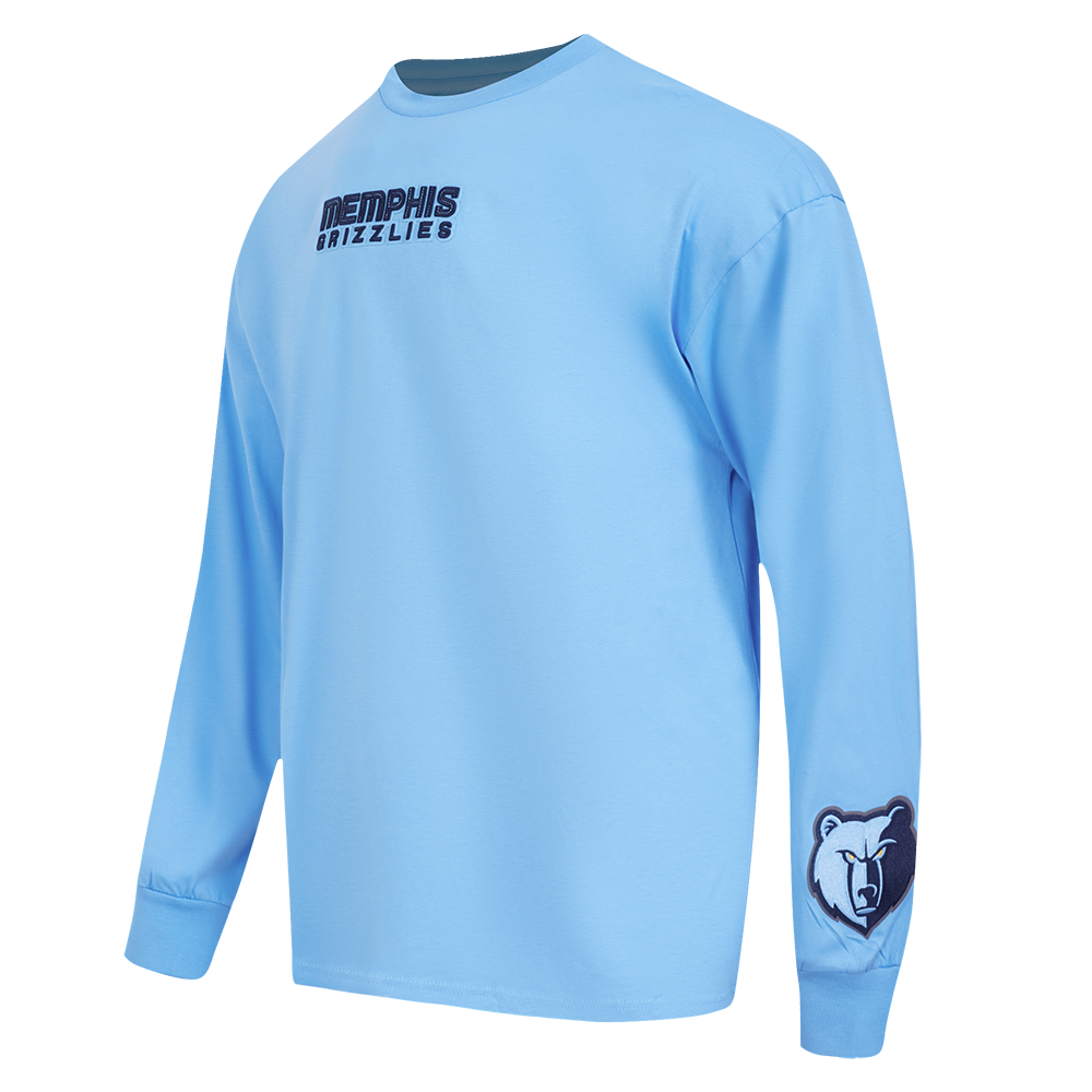 NBA MEMPHIS GRIZZLIES WINGSPAN T-SHIRT À MANCHES LONGUES ET À ÉPAULES TOMBANTES POUR HOMME (BLEU UNIVERSITÉ)