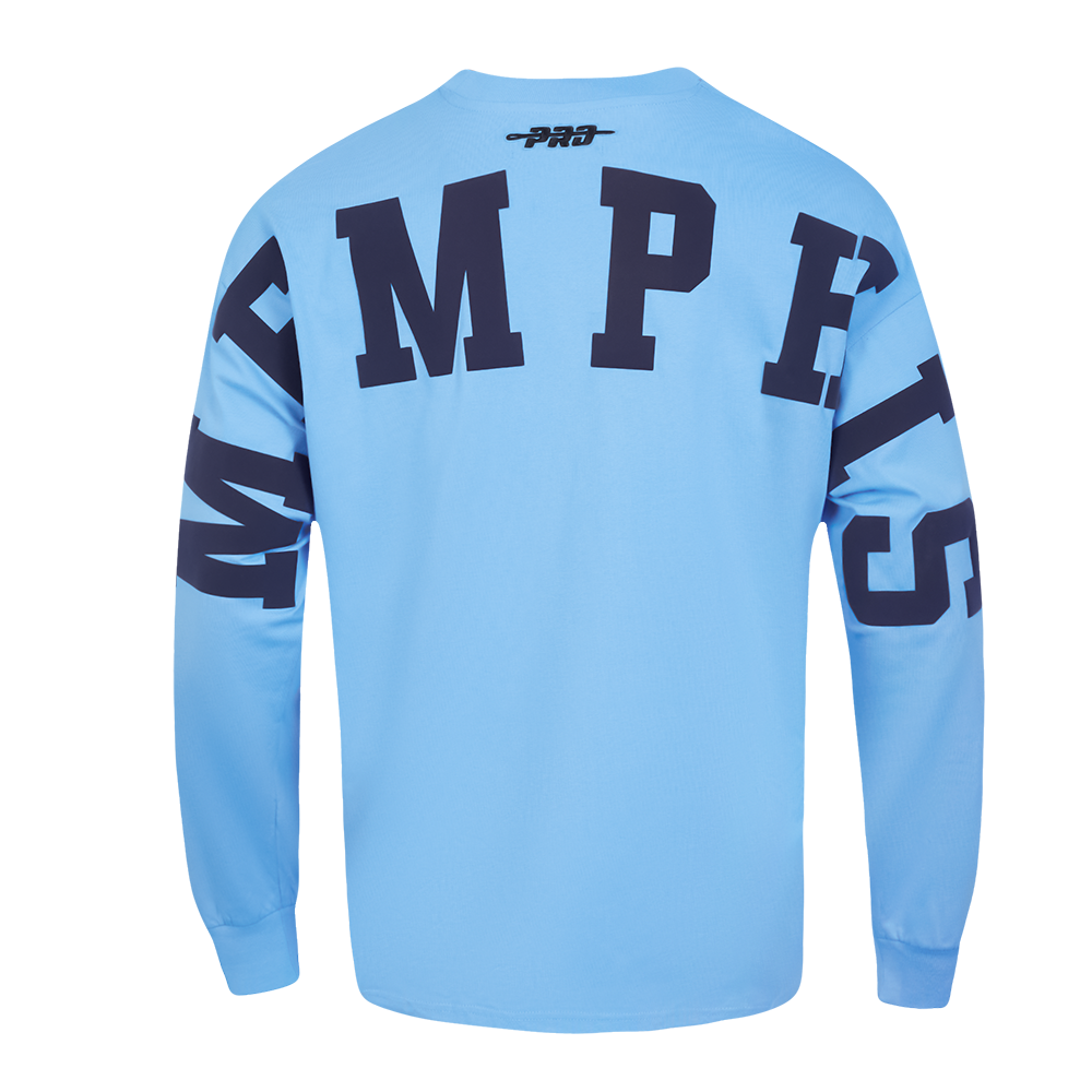 NBA MEMPHIS GRIZZLIES WINGSPAN T-SHIRT À MANCHES LONGUES ET À ÉPAULES TOMBANTES POUR HOMME (BLEU UNIVERSITÉ)