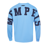 NBA MEMPHIS GRIZZLIES WINGSPAN T-SHIRT À MANCHES LONGUES ET À ÉPAULES TOMBANTES POUR HOMME (BLEU UNIVERSITÉ)