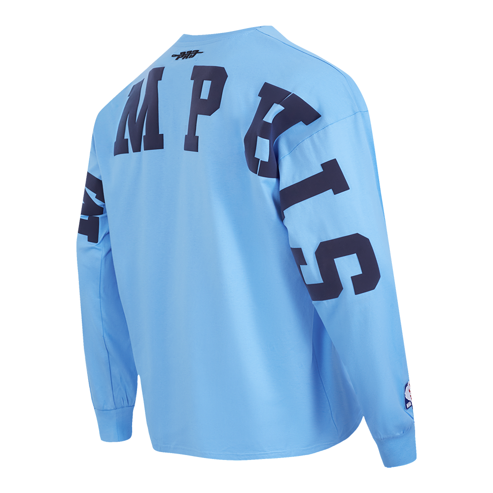 NBA MEMPHIS GRIZZLIES WINGSPAN T-SHIRT À MANCHES LONGUES ET À ÉPAULES TOMBANTES POUR HOMME (BLEU UNIVERSITÉ)