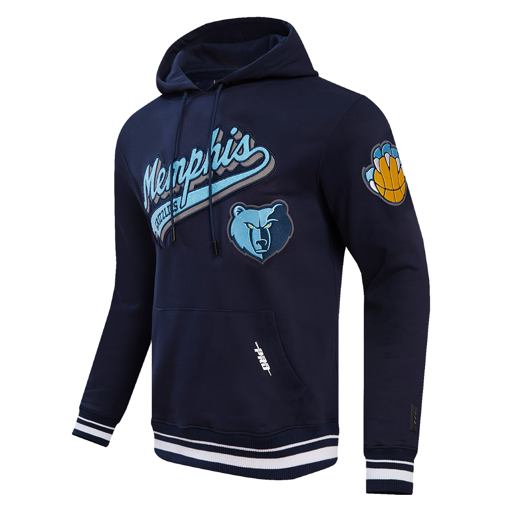 NBA MEMPHIS GRIZZLIES SCRIPT TAIL MEN'S RIB FLEECE PULLOVER HOODIE (MIDNIGHT NAVY)