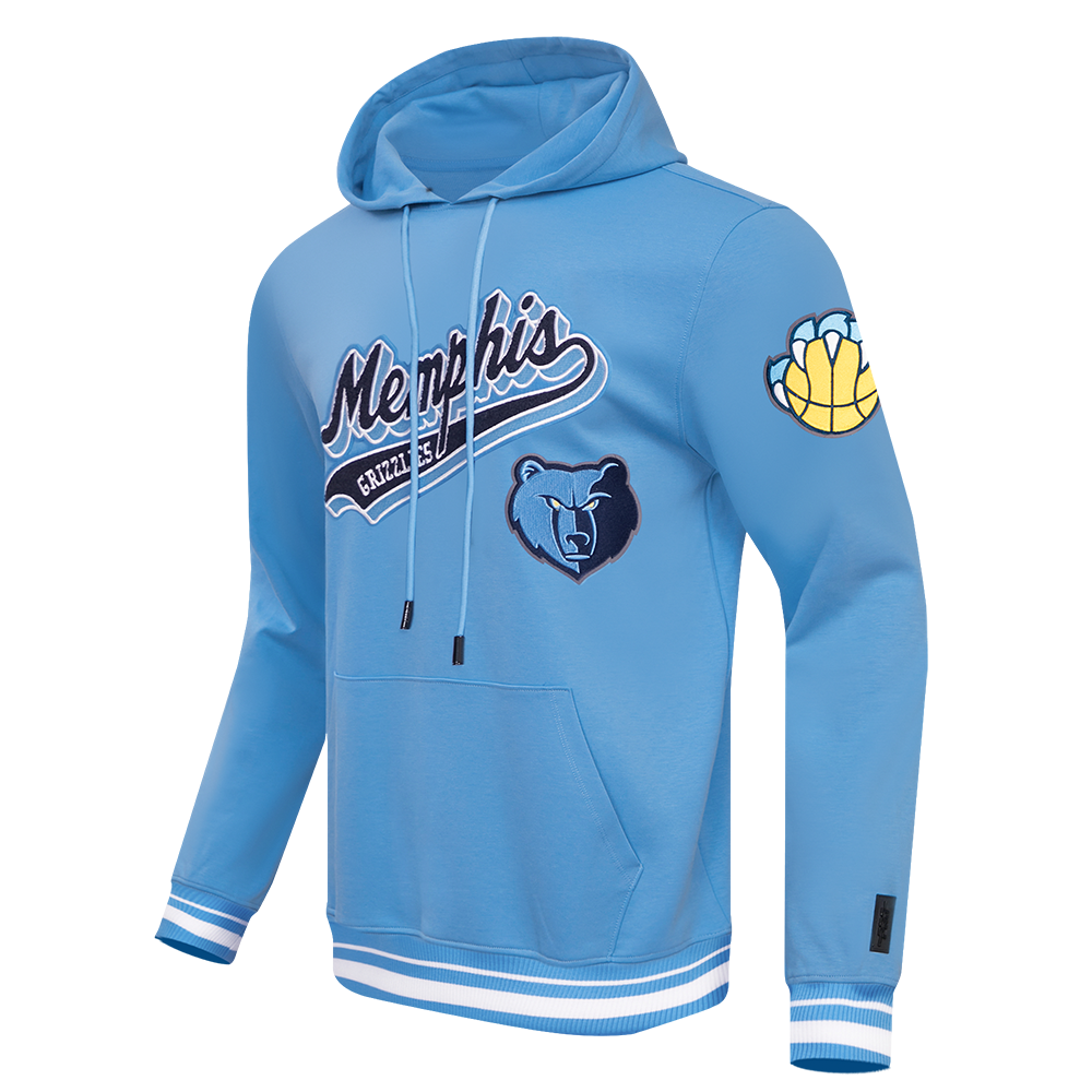 NBA MEMPHIS GRIZZLIES SCRIPT TAIL MEN'S RIB FLEECE PULLOVER HOODIE (UNIVERSITY BLUE)