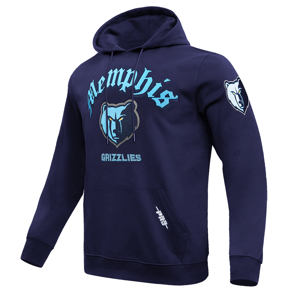 NBA MEMPHIS GRIZZLIES OLD ENGLISH MEN'S PULLOVER HOODIE (MIDNIGHT NAVY)