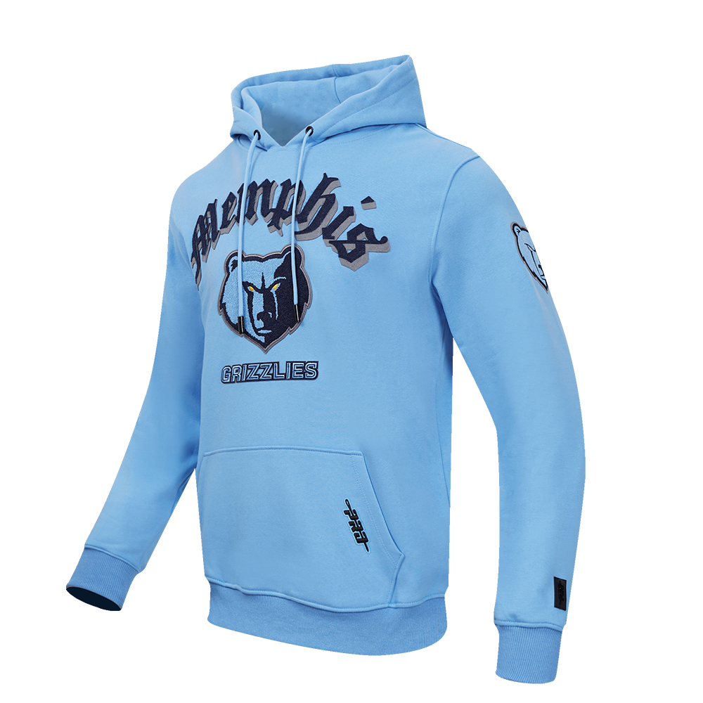 NBA MEMPHIS GRIZZLIES OLD ENGLISH MEN'S PULLOVER HOODIE (UNIVERSITY BLUE)