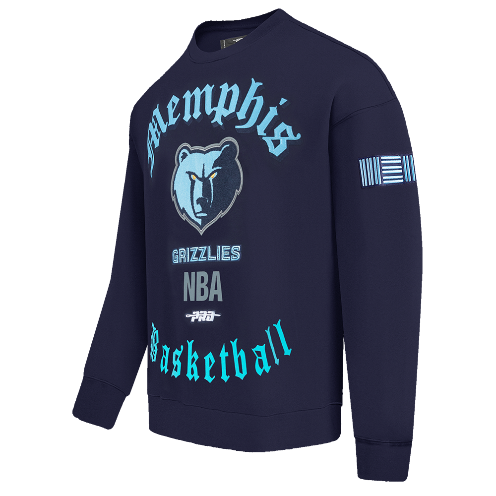 NBA MEMPHIS GRIZZLIES OLD ENGLISH MEN'S CREWNECK (MIDNIGHT NAVY)