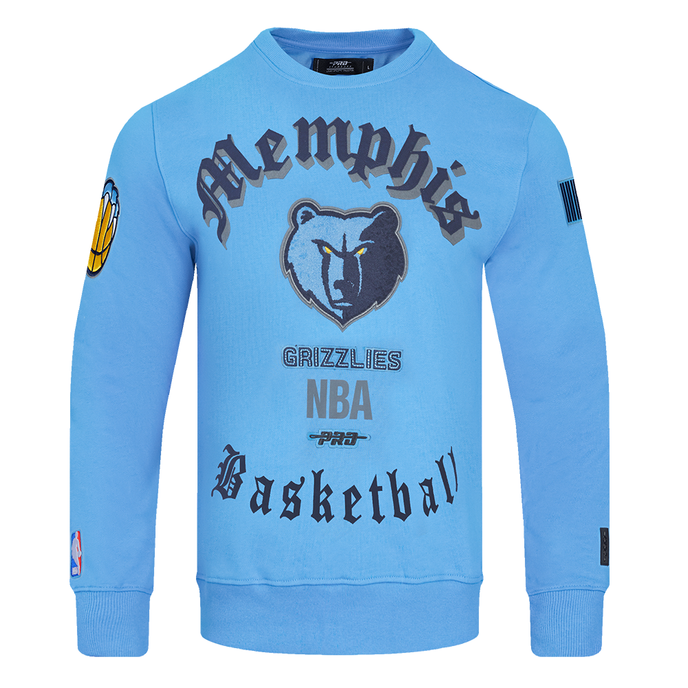 NBA MEMPHIS GRIZZLIES OLD ENGLISH CHANDAIL À COL ROND POUR HOMME (BLEU UNIVERSITÉ)